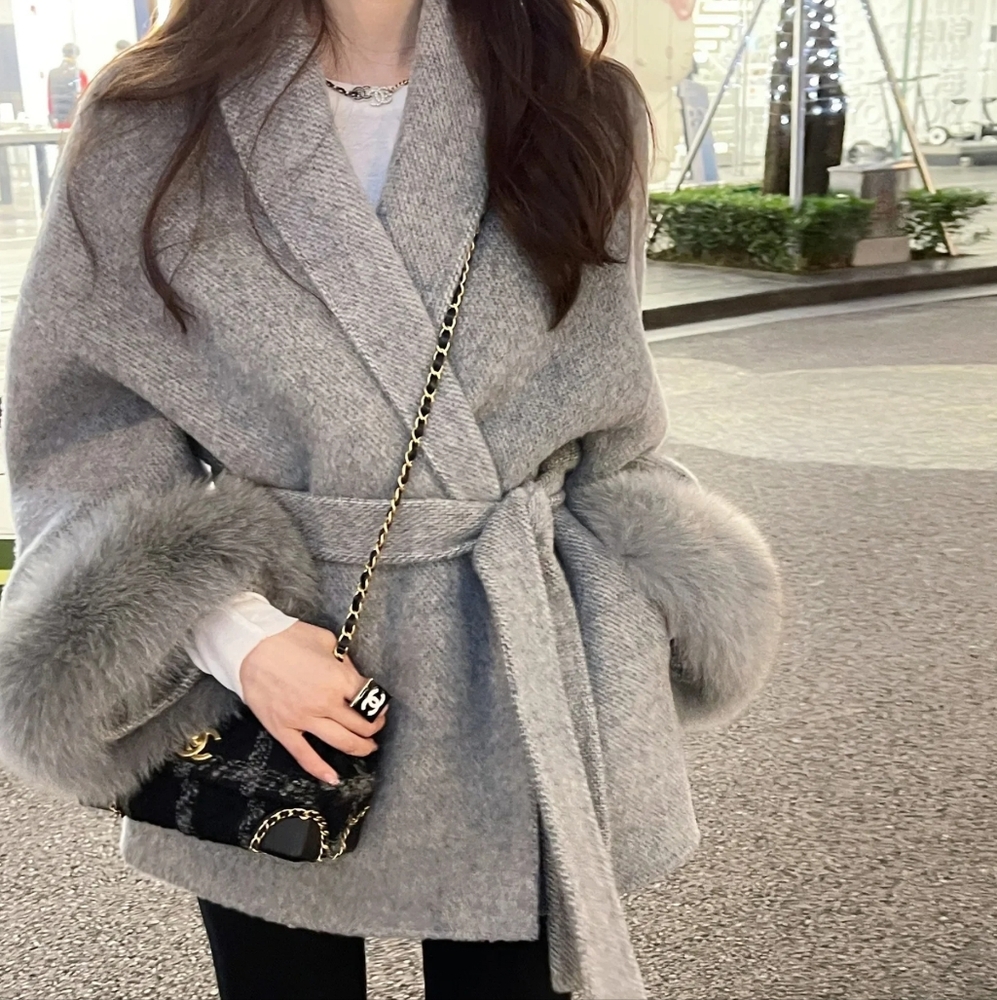 High End Double-sided Wool Strapping Real Wool Fur Coat Women's Removable Cuffs - Picture 1 of 8
